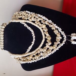 Elegant Cream Beaded Necklace Set